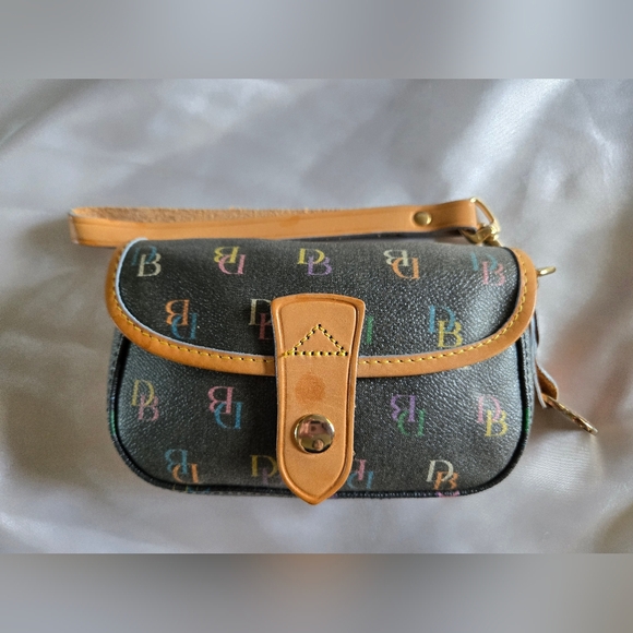 Dooney & Bourke Handbags - Dooney & Bourke Black Wristlet with Multicolor Logo